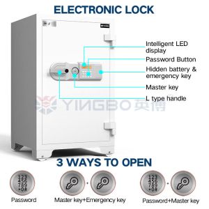 Adjustable Shelves Fireproof Safe Box Solid Steel Latches Secure Valuables