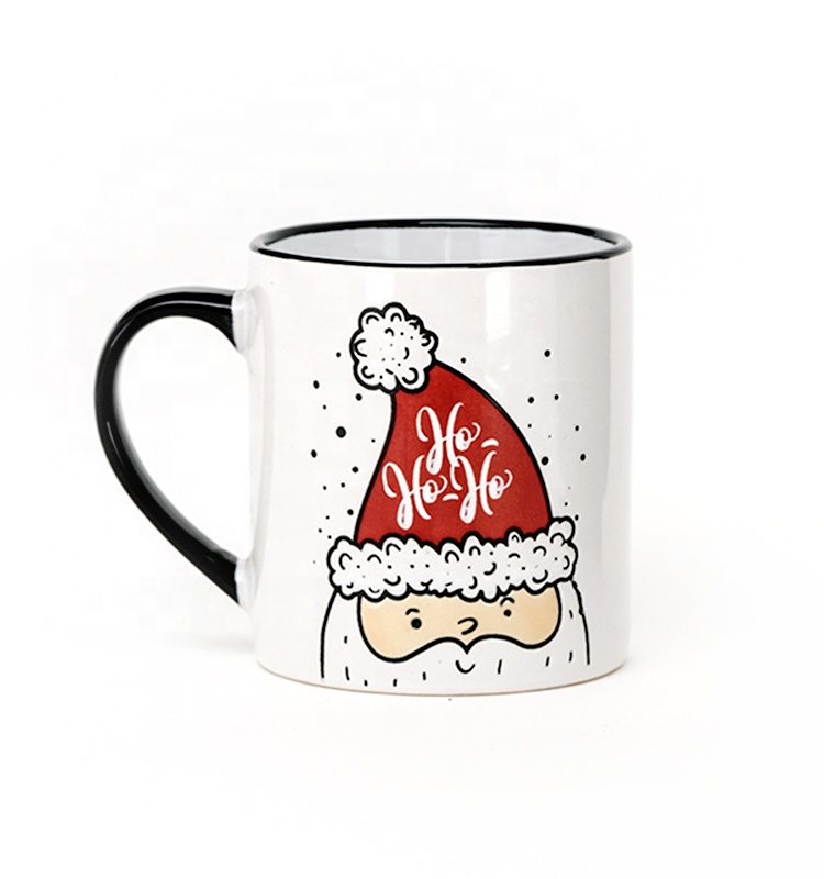 Travel White Christmas Ceramic Mug For Silk Print Handpaint Bulk Porcelain Christmas Dinnerware