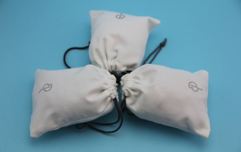 Custom Small Cotton Drawstring Bag , Portable Travel Jewelry Pouch Drawstring