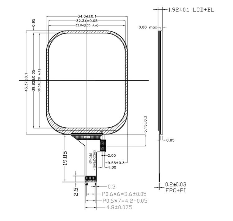 2.01 Inch Round LCD Display Screen 240*296 Resolution 400 Brightness SPI Interface Driver IC ST7789