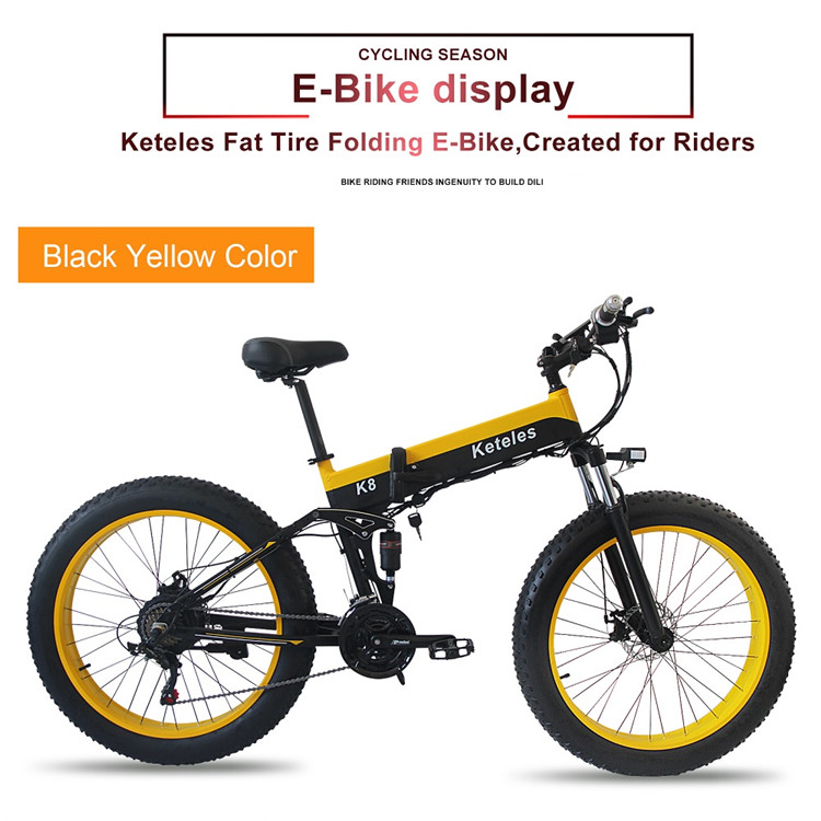 6061Alu Fat Tyre Electric Folding Bike , 13Ah 1000 Watt Folding Electric Bike