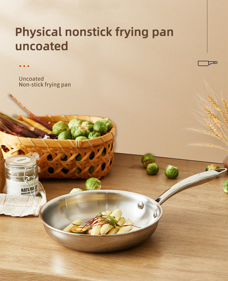 New Arrival 304 Stainless Steel Fry Pan Nonstick Cooking Pot Fried Steak Skillet Egg Nonstick Frying Pan
