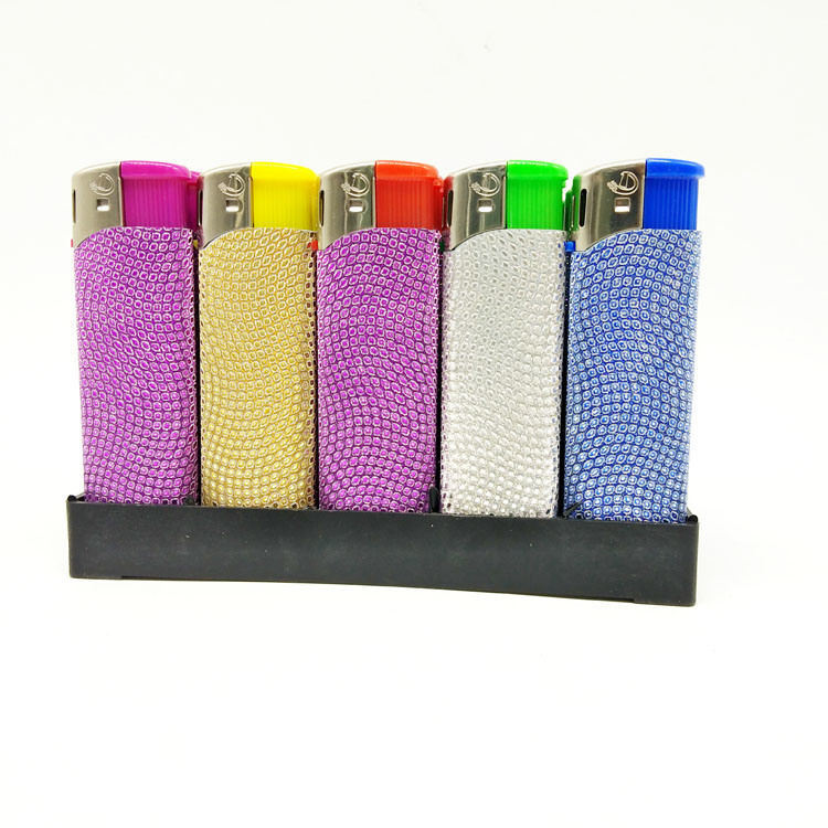 High Quality Refillable Butane Gas Lighter with Pink Diamond