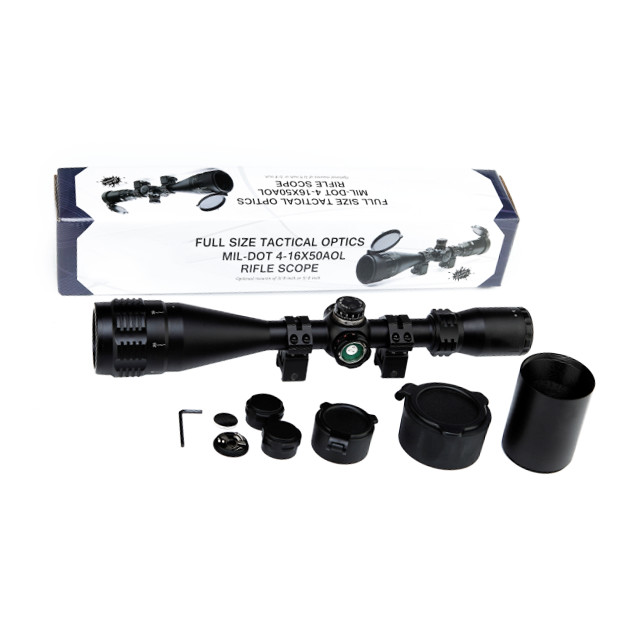 4-16x50 Tactical Illuminated Fiber Optic Scope Green Coating 400mm Length
