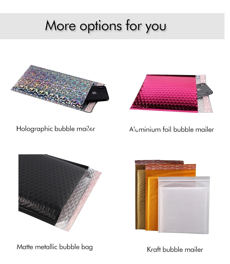 Custom Printed Metallic Bubble Mailers , Padded Envelope Bubble Mailers Plastic