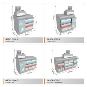 Display Table Gray Wooden Cash Register With Embedded Light Strip For Space
