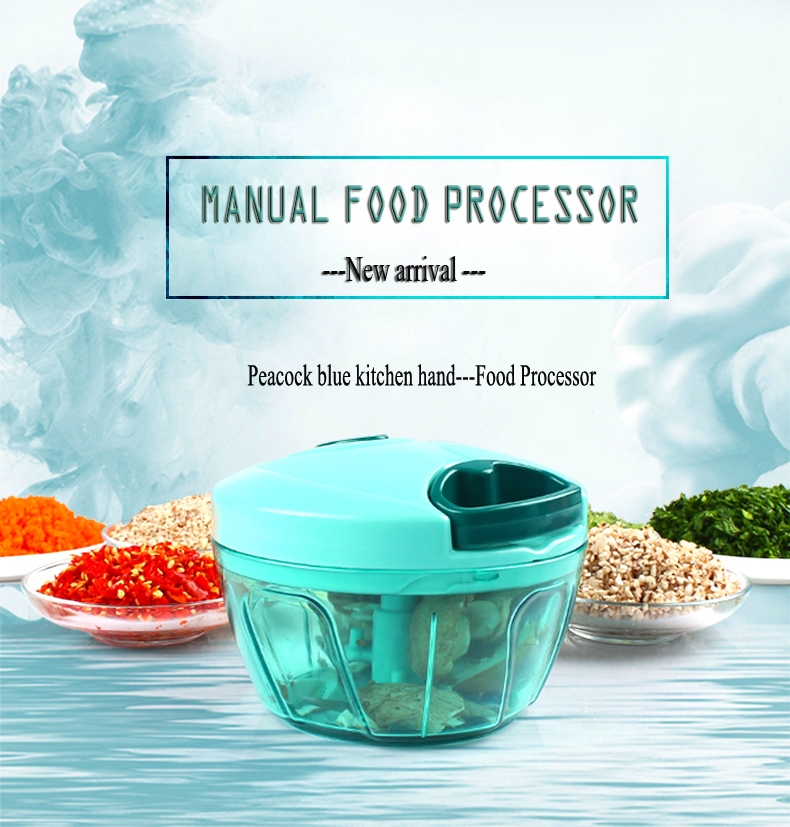 Rust Resistant Kitchen Vegetable Chopper Pull String Food Processor With 4 Interchangeable Blades