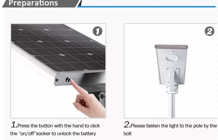 30 Watt All In One LED Solar Street Light Light Grey / Black Case SMD3030 Chip