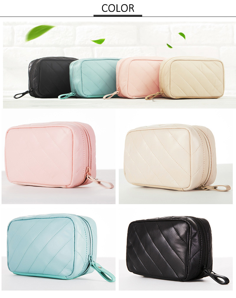 Leather Portable Waterproof Compartments PU Cosmetic Bag
