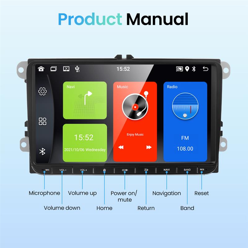 Android 11 Car Stereo Screen for VW Volkswagen Amarok Magotan Touran Polo MK5 SKODA 2 Din