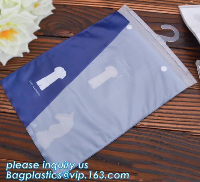 hanger bag with zip lock on the top,Frosted Zip lockk bag EVA PVC hanger bag for clothes, EVA frost drawstring bag, Froste