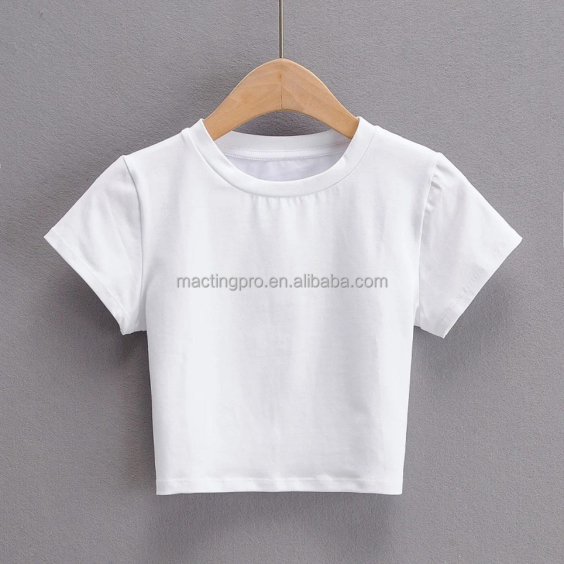 Custom Graphic Printed Logo Sexy Tight Cotton Spandex Cropped T shirt for Y2k Fashion