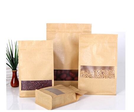 Printing 250g food k stand up kraft paper bag with zipper and valve