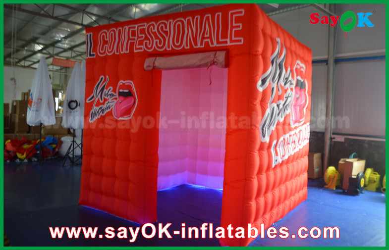 Inflatable Party Tent Custom Red Event Decoration Inflatable Lighting Photo Booth Tent For Rental