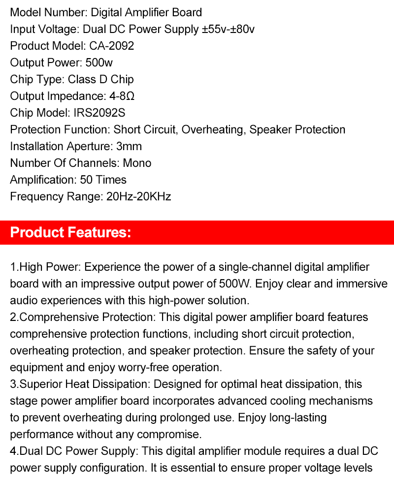 Shipping By DHL UPS Fedex EMS Post HongKong Post 500W Class D Dartzeel High Power Amplifier Board with Bluetooth