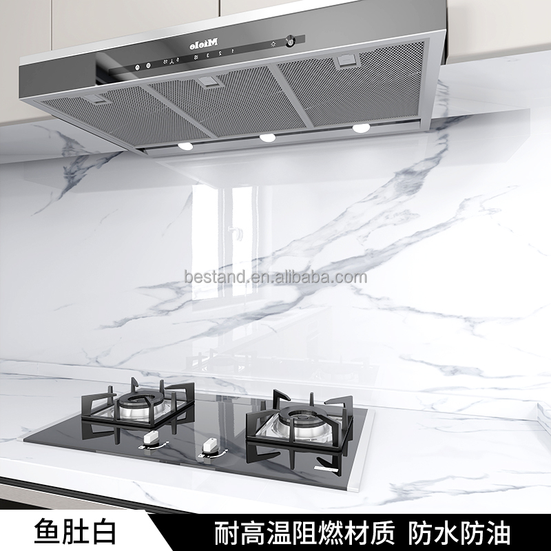 Marble Design High Glossy Self-Adhesive Kitchen Wallpaper with Heat Resistant and Waterproof Function
