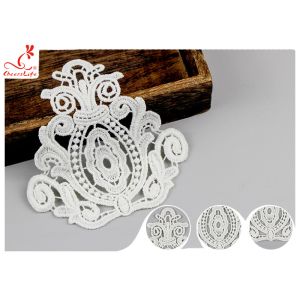 China Heavy Retro Guipure Neckline Applique Trim Size 9 * 10.5 Cm / Bridal Lace Appliques on sale