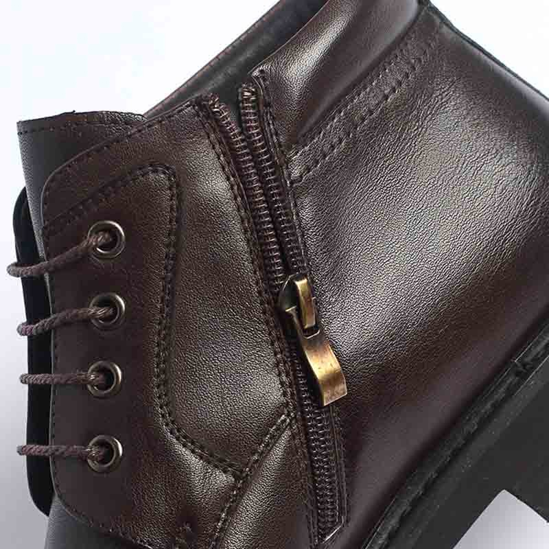 Dark Brown Lace-up Anti Skid Mens Leather Boots