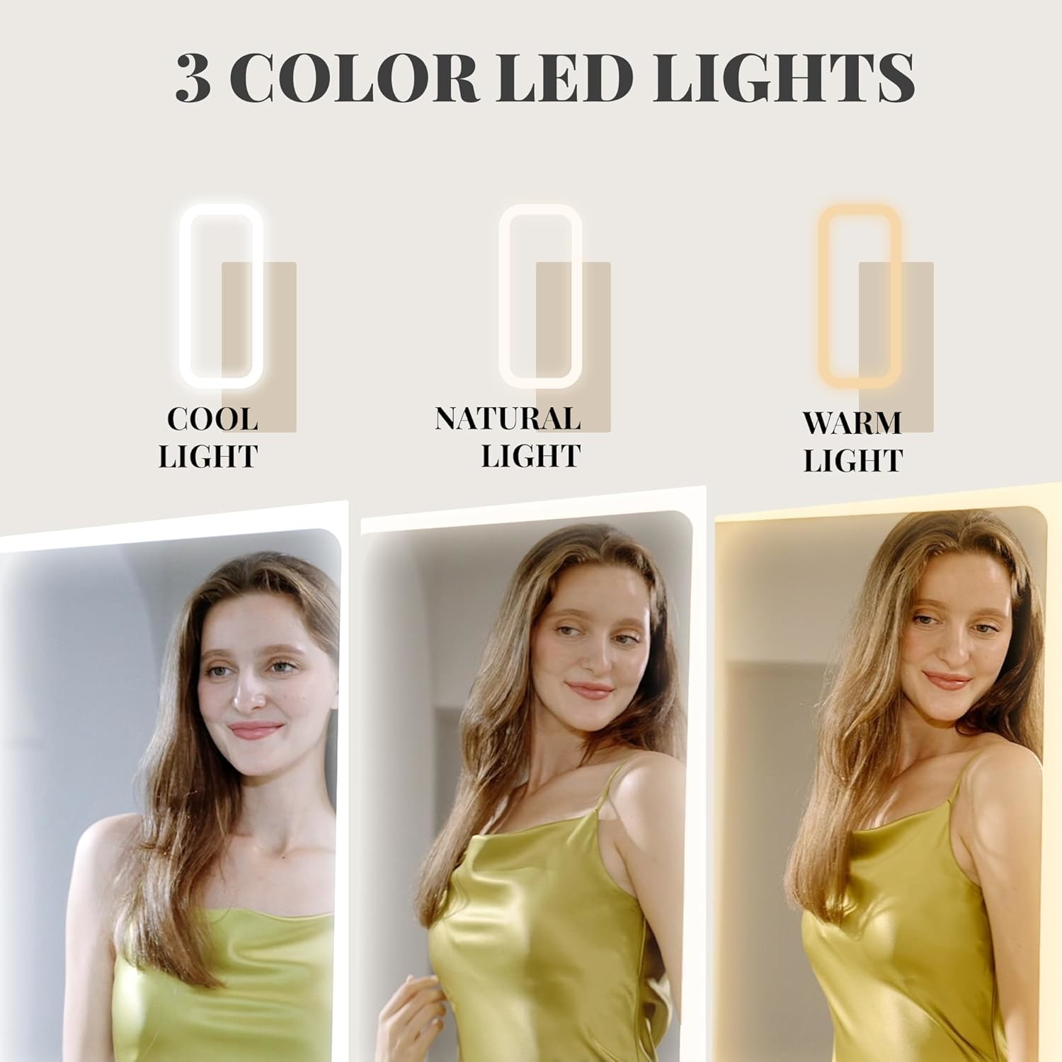 LED Full Length Mirror Jewelry Cabinet Dimmable Standing Mirror Jewelry Box Lockable