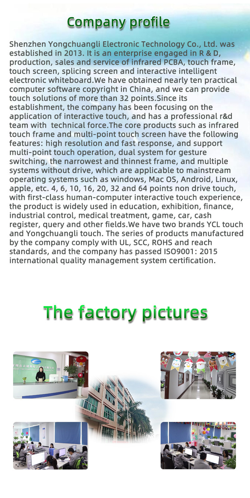 19.5 Inch Diy Capacitive Touch Screen CTP Structure RoHS Approved