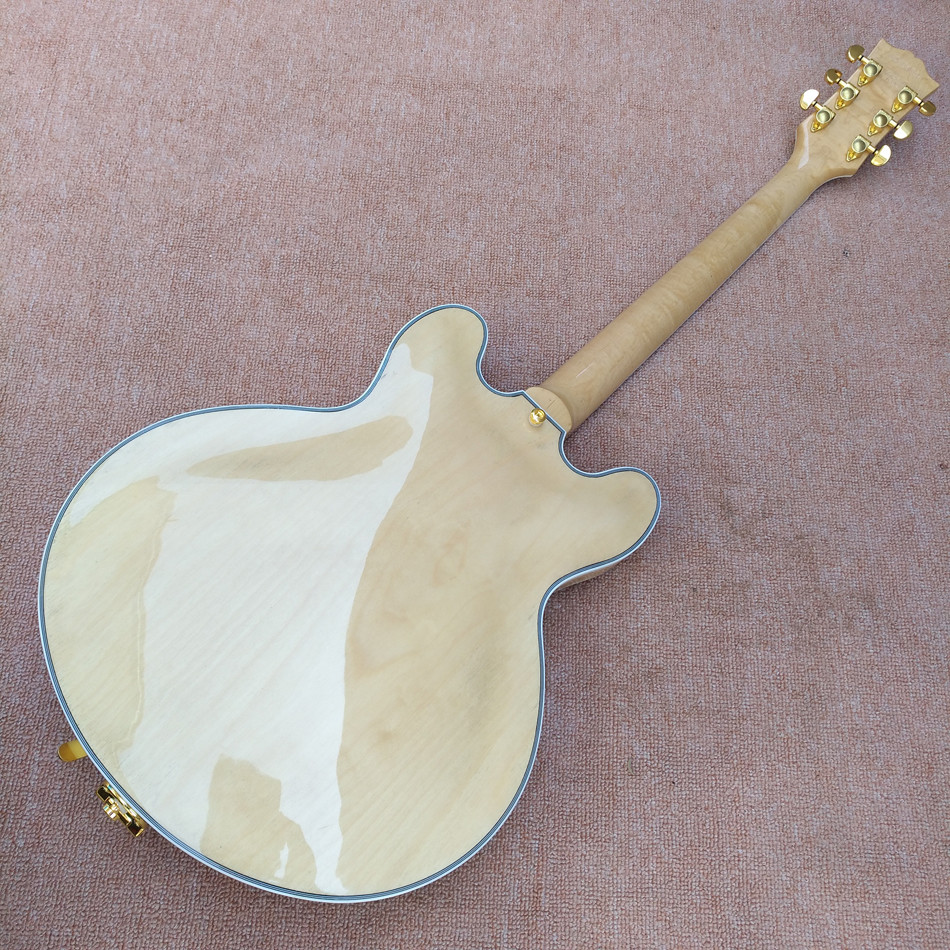 Hollow body jazz 335 electric guitar, Maple top gold hardware electric guitar with Tremolo system, free shipping