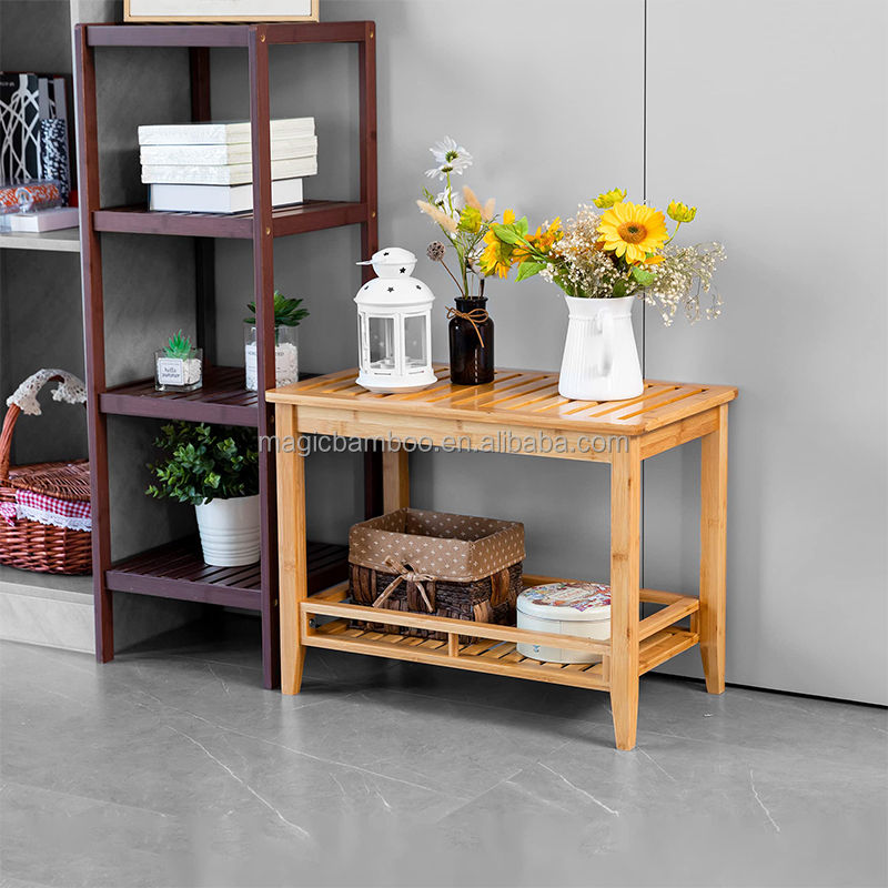Transform Your Shower Experience with this Bamboo Shower Bench Stool and Storage Shelf