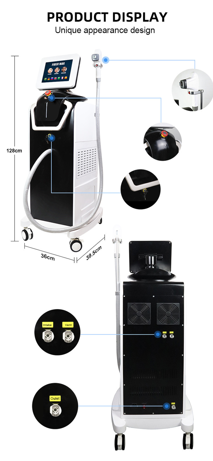 1200W Fiber Coupled Laser Hair Removal Machine With 10.4 Inch Touch Screen