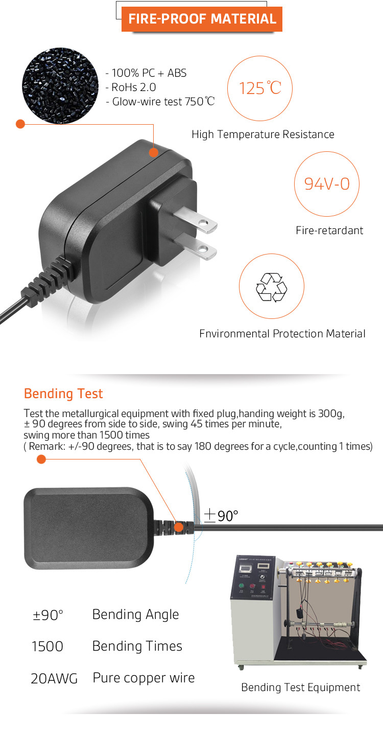24W AC Switching Adapter AC To DC Power Supply Adapter 2A 12V