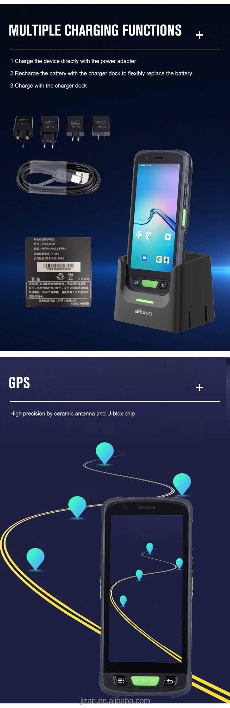 Hf Uhf Rfid Lf Reader 16MP Camera GPS Android Mobile JZIOT V9000P PDA 125KHz RFID Card Reader