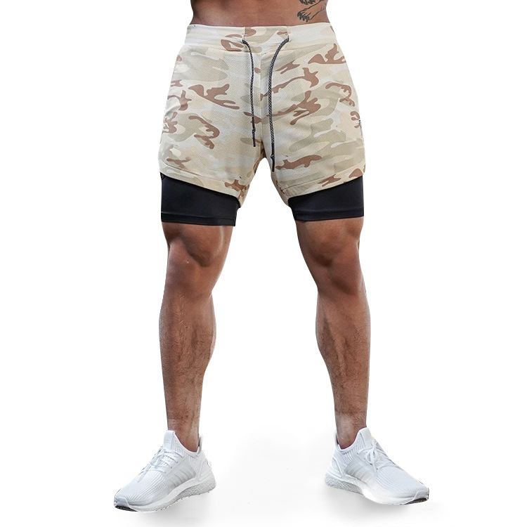 Custom Logo Double Layers Fitness Sportswear Mens Workout Compression Running Gym Shorts