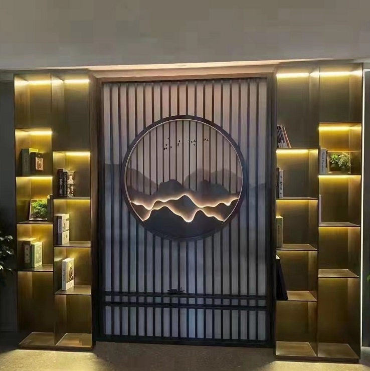 Stainless steel 3D wall decoration panel room divider with light