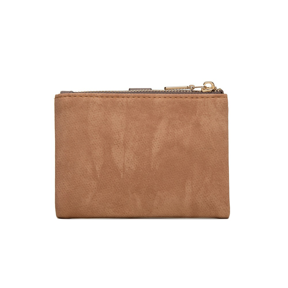 Open Closure Type European and American Retro Buckle Folding Short Wallet for Women Sample