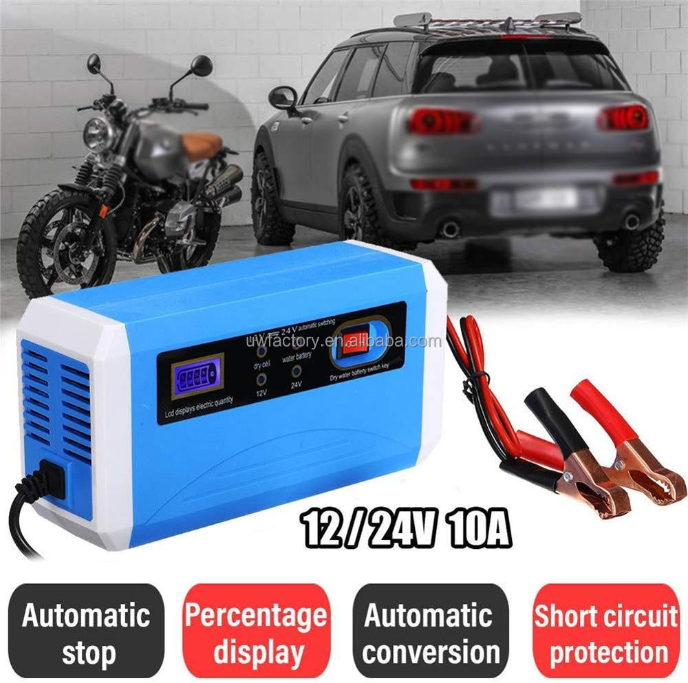 12V10A 24V10A GEL AGM Lead Acid Battery Charger with ABS Shell Sweeper Golf Cart Forklift Motorcycle Current Protection