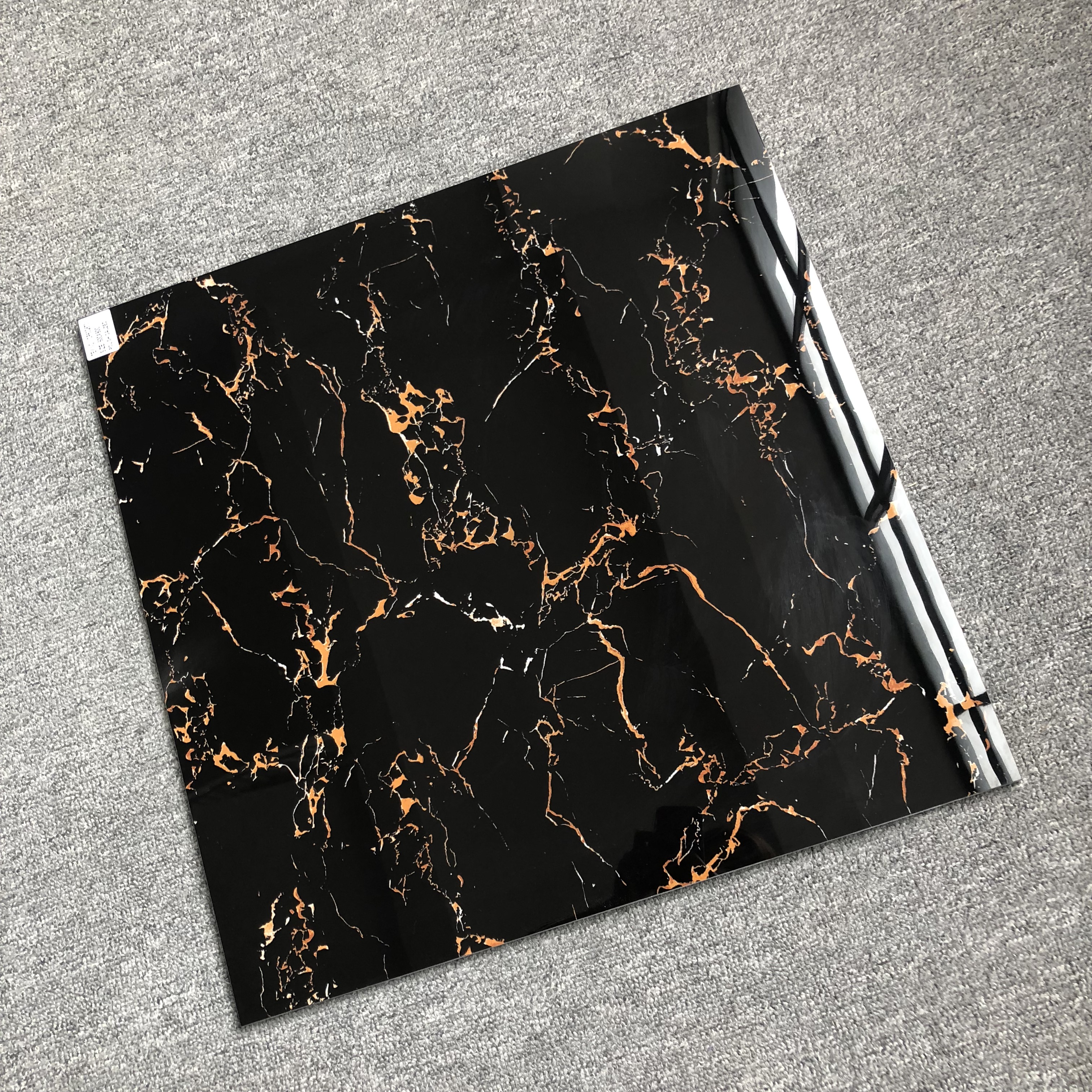GLOSSY Double Loading Tiles Imperial Black Golden Tile Fireplace Wall Tiles with Flowers