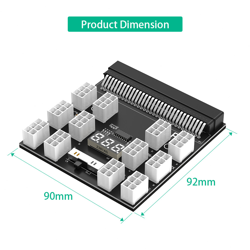 12 x 12V PCI-E 6Pin Female Connector PSU Breakout Board For HP 1200W 1000W 750W Server Power Supply