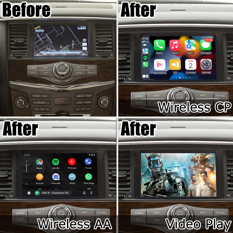 Nissan Patrol Y62 wireless carplay android auto OEM style upgrade by Lsailt
