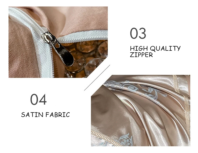 Wedding Jacquard Printed Luxury King Size Silk Satin Bed Set for Sustainable Comfort