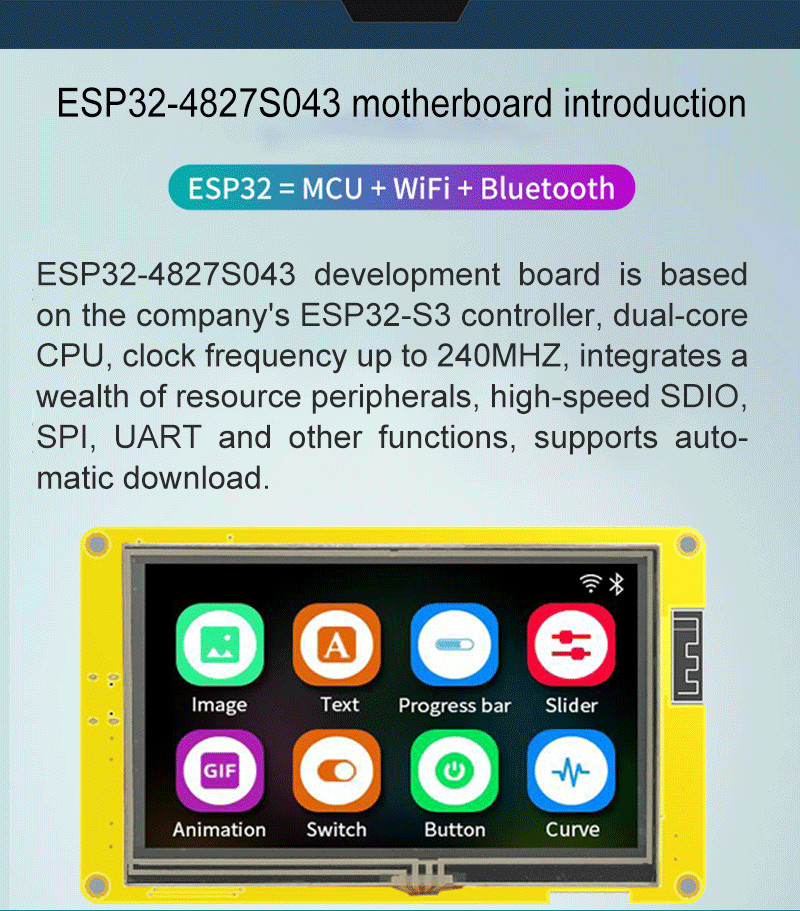 ESP32-S3 Tft Lcd Module 480*270 HMI 4.3 Inch Tft Lcd Display Arduino LVGL
