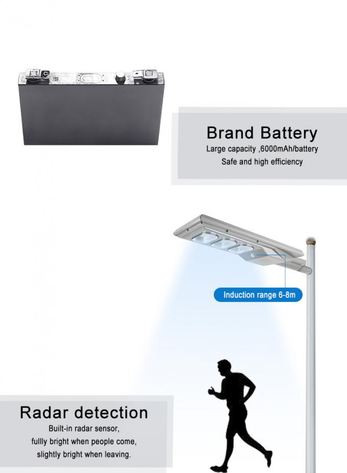 100 W 200 W 300 W Solar Powered LED Street Lights SMD2835 LiFePO4 Battery 3