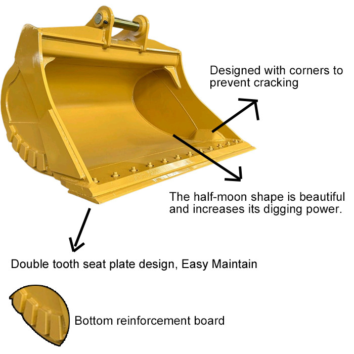 1800mm Cat Hitachi Komatsu Mud Bucket Excavating For 1 Ton Excavator