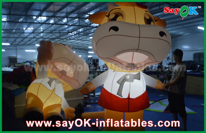 Custom Animal Oxford Cloth Inflatable Cartoon Cattle Cow With LED Lighting