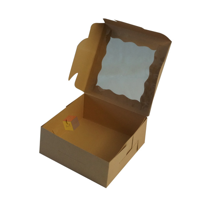 Recycled Customized Takeaway Food Packaging Brown Kraft Paper Dessert Boxes With Clear Pvc Window