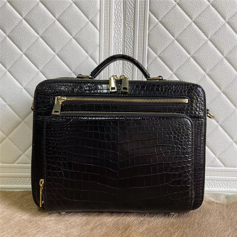Exotic Crocodile Belly Skin Businessmen Small Briefcase ZIP Working Purse Genuine Real Alligator Leather Male Handbag