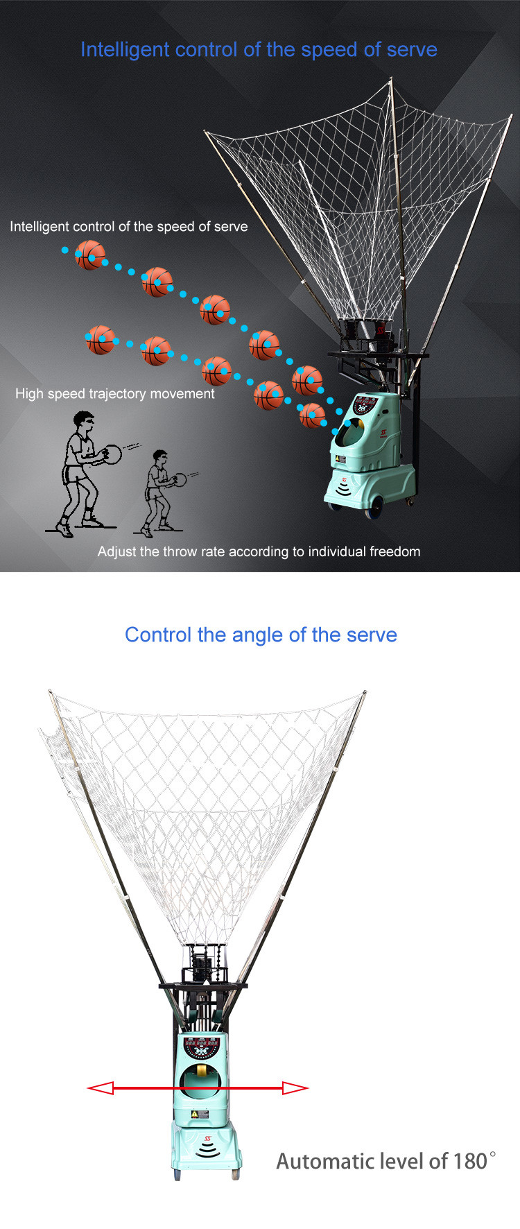 96W 5 Balls Basketball Shooting Machine Profeessional Club Use