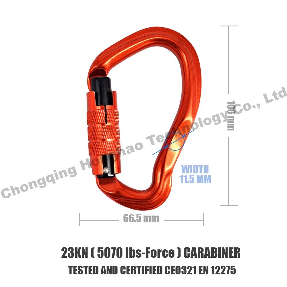 Aluminium Alloy Carabiner Unique Shape Auto Lock 23KN for Outdoor Climbing Adventure