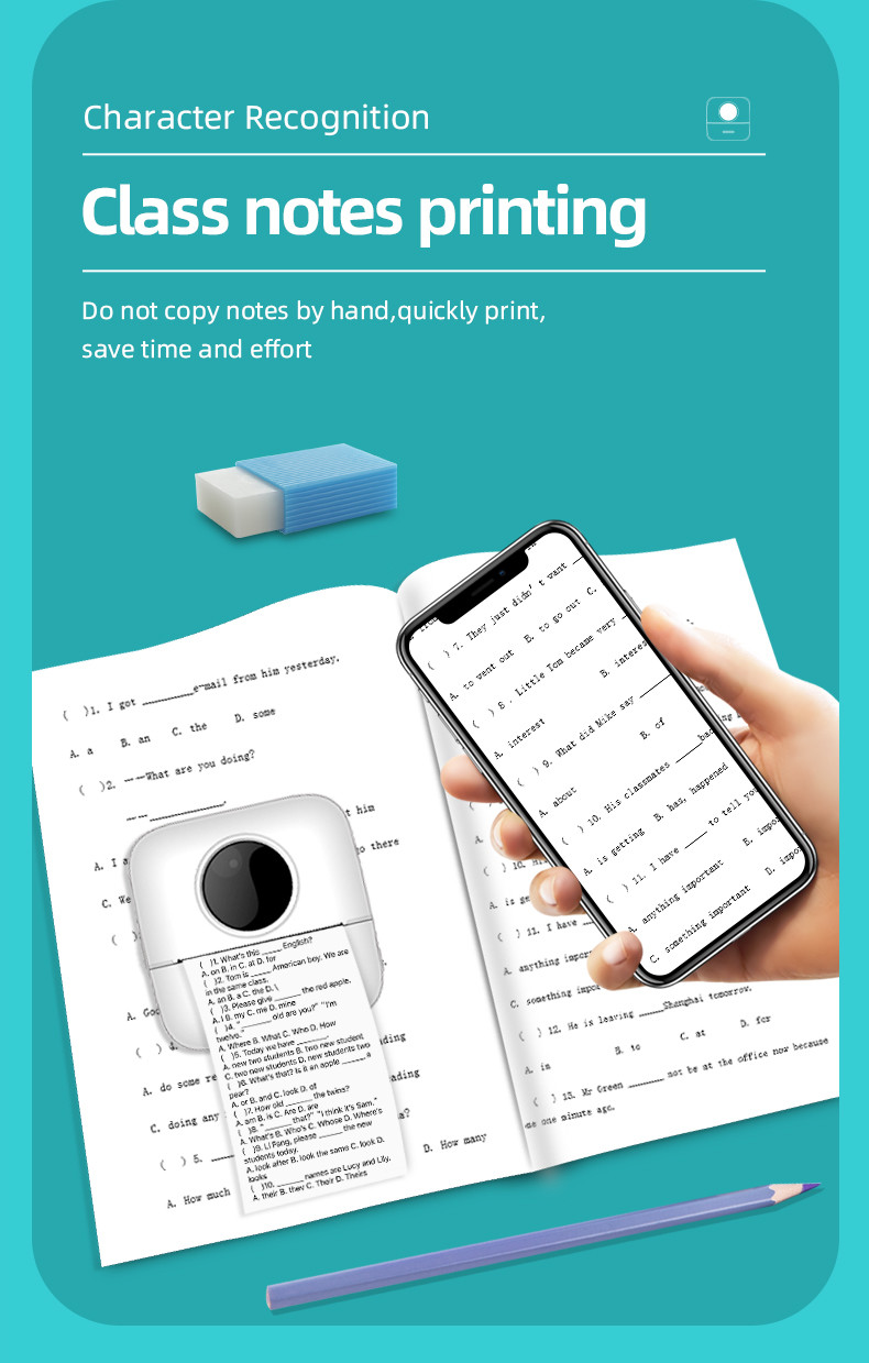 Thermal Sticker Pocket Small Inkless Printer 57X25 Paper