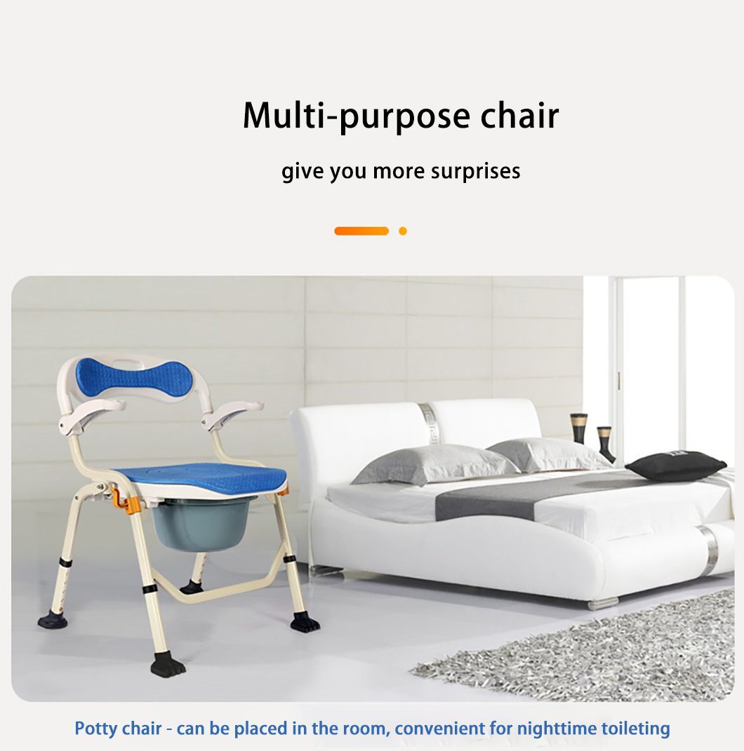 Elderly Care Steel Portable Adjustable Mobile for Elderly Bedside Drive Folding Portable Toilet Seat Commode Chair