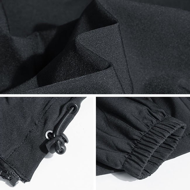 100% Cotton Windproof Large Size Mens Clothing Black Hooded Windbreaker