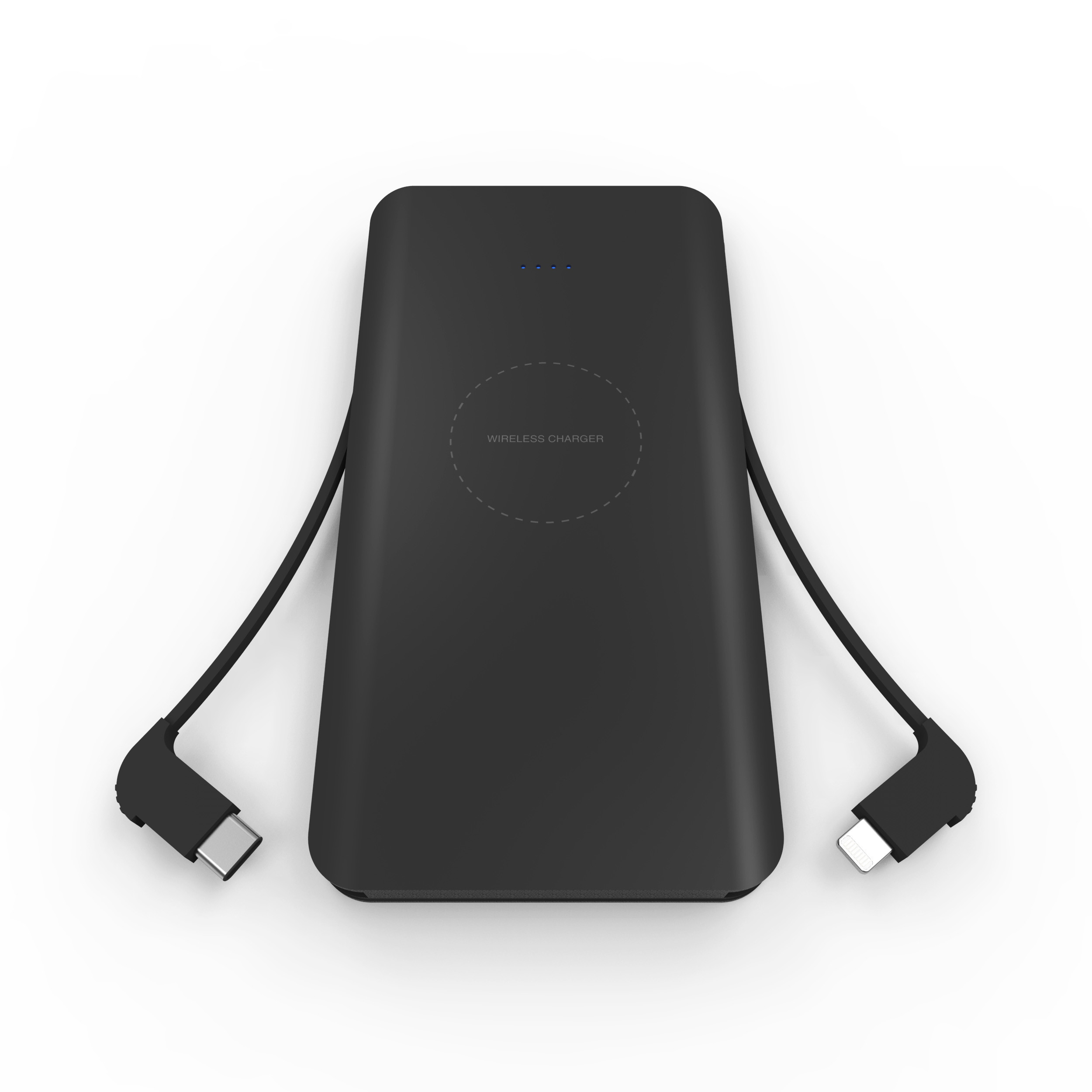 WIRELESS POWERBANK with type-c and lighting cable 8000mAh,Qi Power Bank,Portable Power Bank Charger QI Wireless Charge