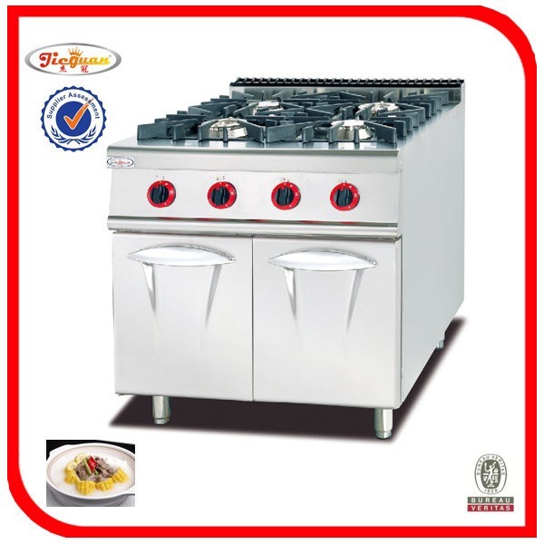 Silvery White 4 Burners Gas Cooking Stoves With Storage Cabinet 12 Months Guarantee